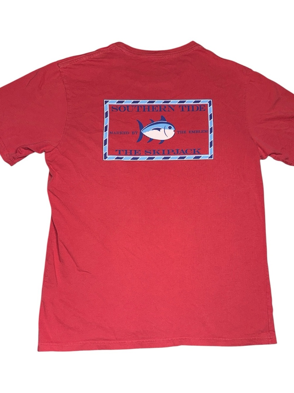 Southern Tide Soft Dye Coral Red Skipjack Tee - Size M